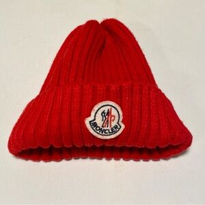 Moncler ZIND Kids Vibrant Red Knit Hat O/S